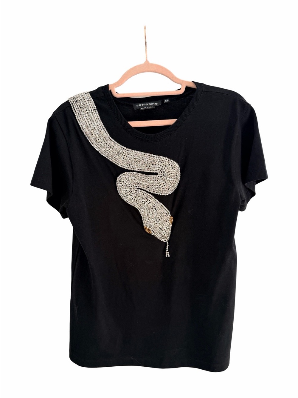 Retrofete Black Short-Sleeve Tee with Crystal Snake Motif 🐍 - Picture 4 of 6